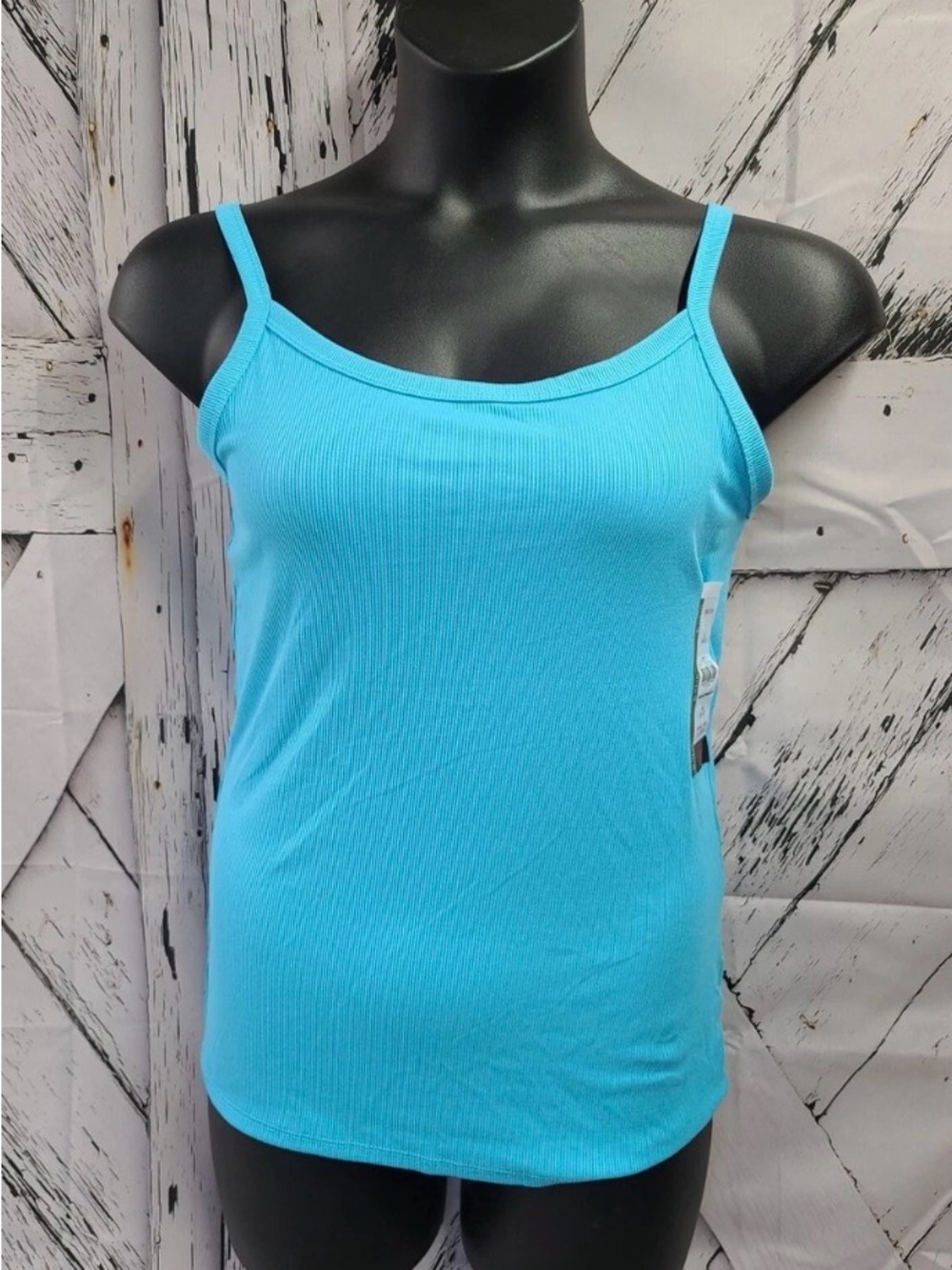 🩷. No Boundaries Bright Aqua Blue Ribbed Spaghetti Strap Camisole